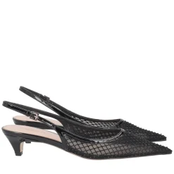Slingback Kelly in tessuto con strass colore nero