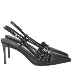 Slingback Laurel in pelle e vernice colore nero