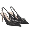 Slingback Laurel in pizzo con accessorio colore nero