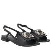 Slingback Nancy in pelle con accessorio colore nero