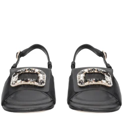 Slingback Nancy in pelle con accessorio colore nero