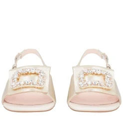 Slingback Nancy in pelle con accessorio colore oro