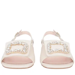 Slingback Nancy in pelle con accessorio colore avorio