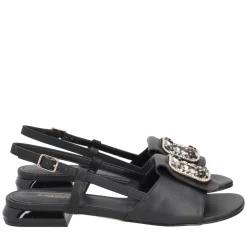 Slingback Nancy in pelle con accessorio colore nero