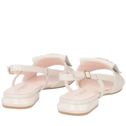 Slingback Nancy in pelle con accessorio colore avorio