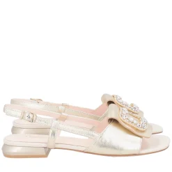 Slingback Nancy in pelle con accessorio colore oro