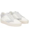 Sneaker Aura in pelle e glitter colore argento