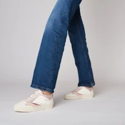 Sneaker Aura in pelle e glitter colore cipria