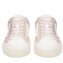 Sneaker Aura in pelle e glitter colore cipria