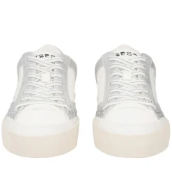 Sneaker Aura in pelle e glitter colore argento