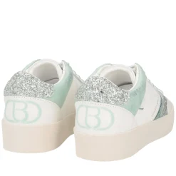 Sneaker Aura in pelle e glitter colore verdino
