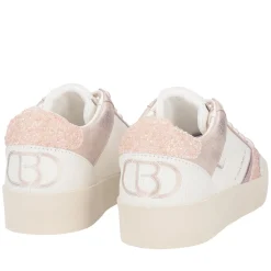 Sneaker Aura in pelle e glitter colore cipria