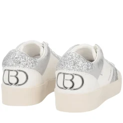 Sneaker Aura in pelle e glitter colore argento