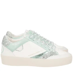 Sneaker Aura in pelle e glitter colore verdino