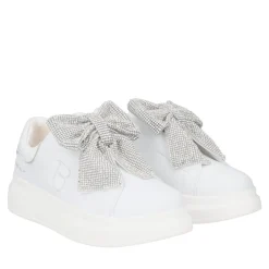 SNEAKER BELLATRIX CON MAXI FIOCCO IN STRASS COLORE BIANCO/ARGENTO