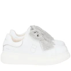 SNEAKER BELLATRIX CON MAXI FIOCCO IN STRASS COLORE BIANCO/ARGENTO