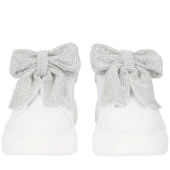 SNEAKER BELLATRIX CON MAXI FIOCCO IN STRASS COLORE BIANCO/ARGENTO