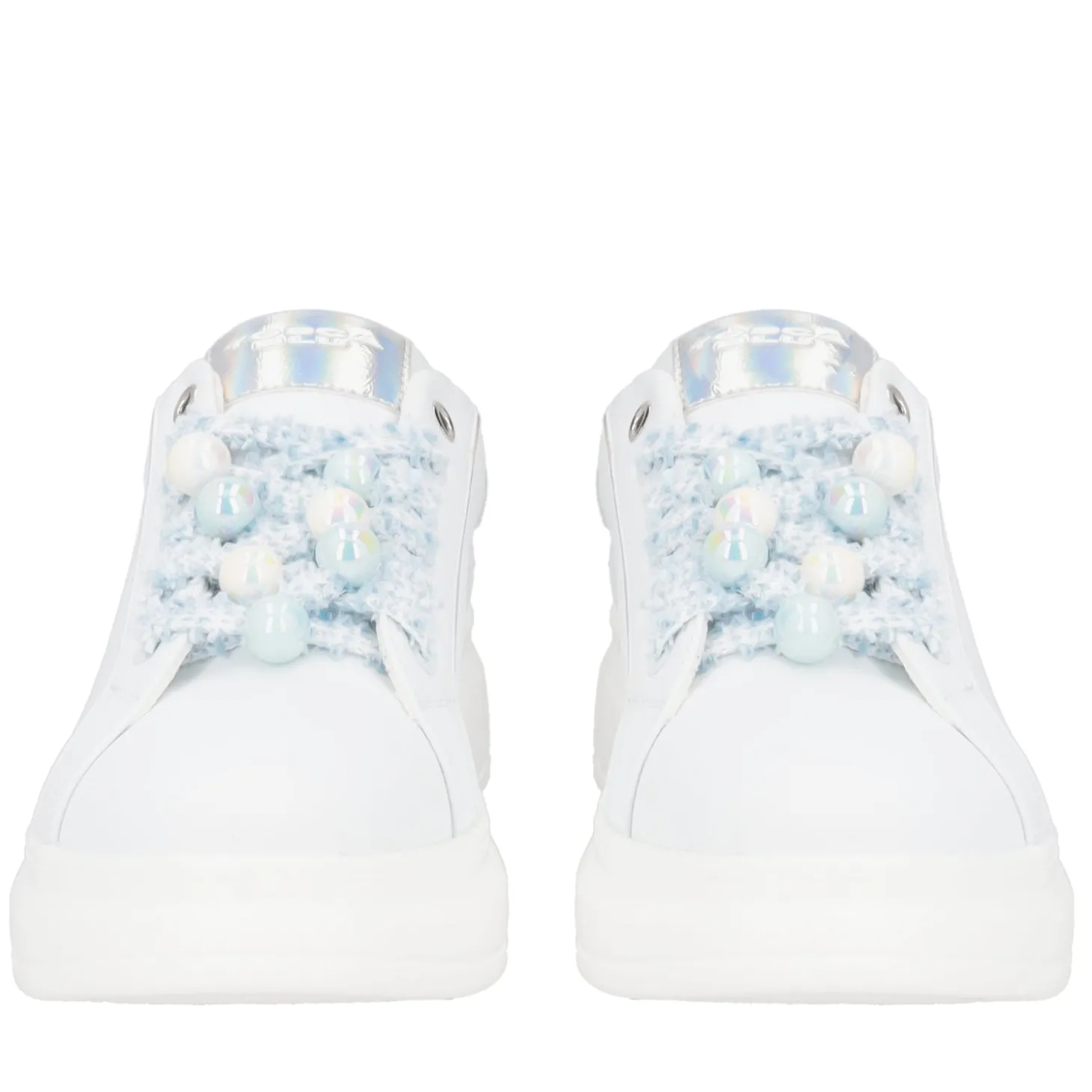 SNEAKER BELLATRIX CON PERLE EFEFTTO BOREALE COLORE BIANCO/AZZURRO