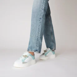 SNEAKER BELLATRIX IN PELLE CON ACCESSORIO COLORE BIANCO/VERDINO
