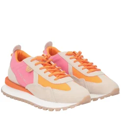 Sneaker Blossom in pelle scamosciata colore arancione/fucsia