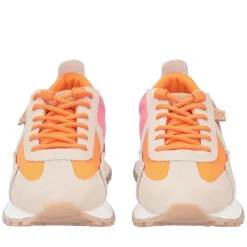 Sneaker Blossom in pelle scamosciata colore arancione/fucsia