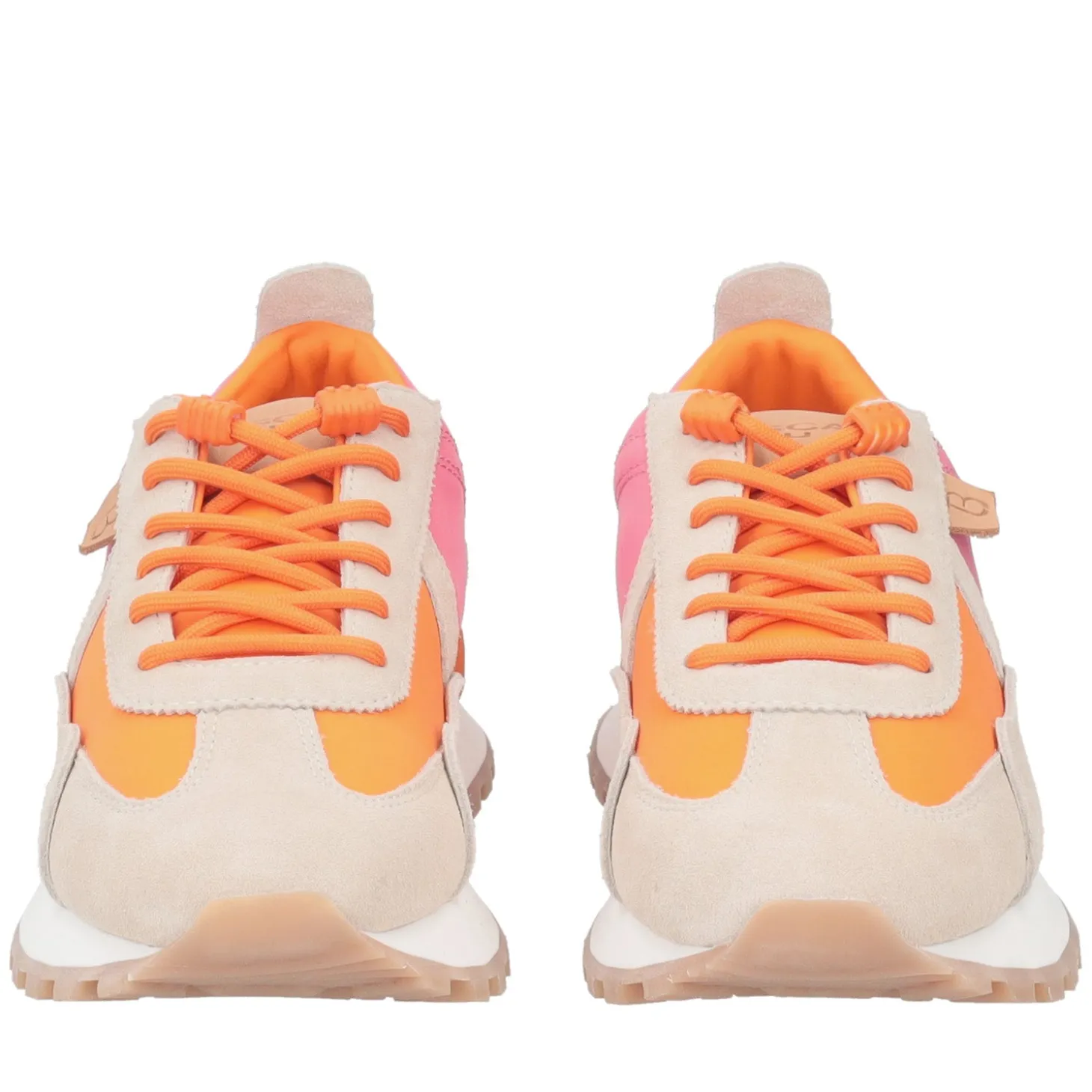 Sneaker Blossom in pelle scamosciata colore arancione/fucsia