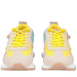 Sneaker Blossom in pelle scamosciata colore azzurro/giallo