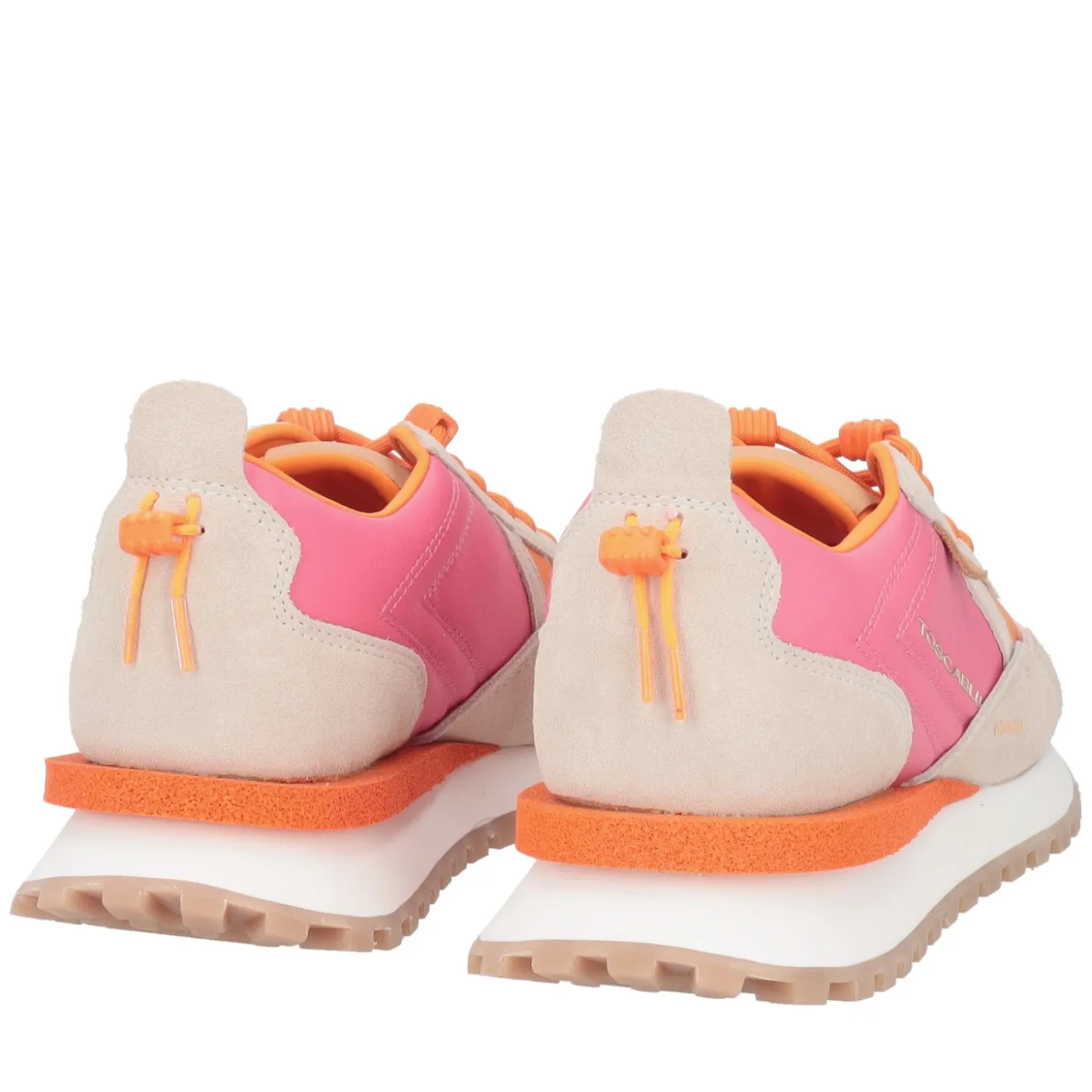 Sneaker Blossom in pelle scamosciata colore arancione/fucsia