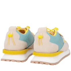 Sneaker Blossom in pelle scamosciata colore azzurro/giallo