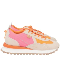 Sneaker Blossom in pelle scamosciata colore arancione/fucsia