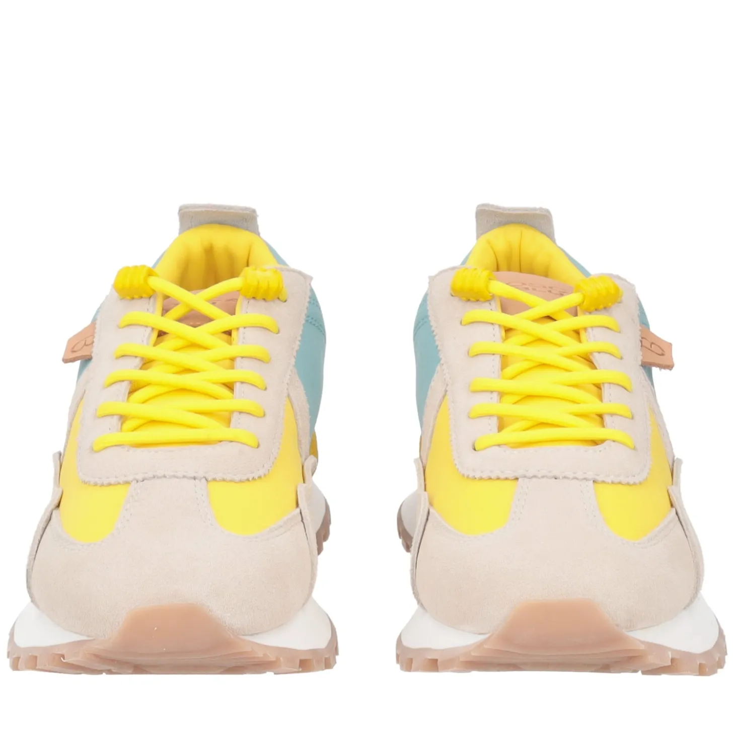 Sneaker Blossom in pelle scamosciata colore azzurro/giallo