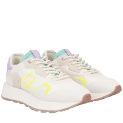 Sneaker Cindy in nylon e pelle scamosciata colore avorio