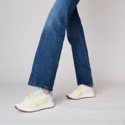 Sneaker Cindy in nylon e pelle scamosciata colore avorio