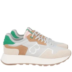 Sneaker Cindy in nylon e pelle scamosciata colore azzurro