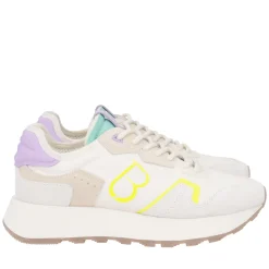 Sneaker Cindy in nylon e pelle scamosciata colore avorio
