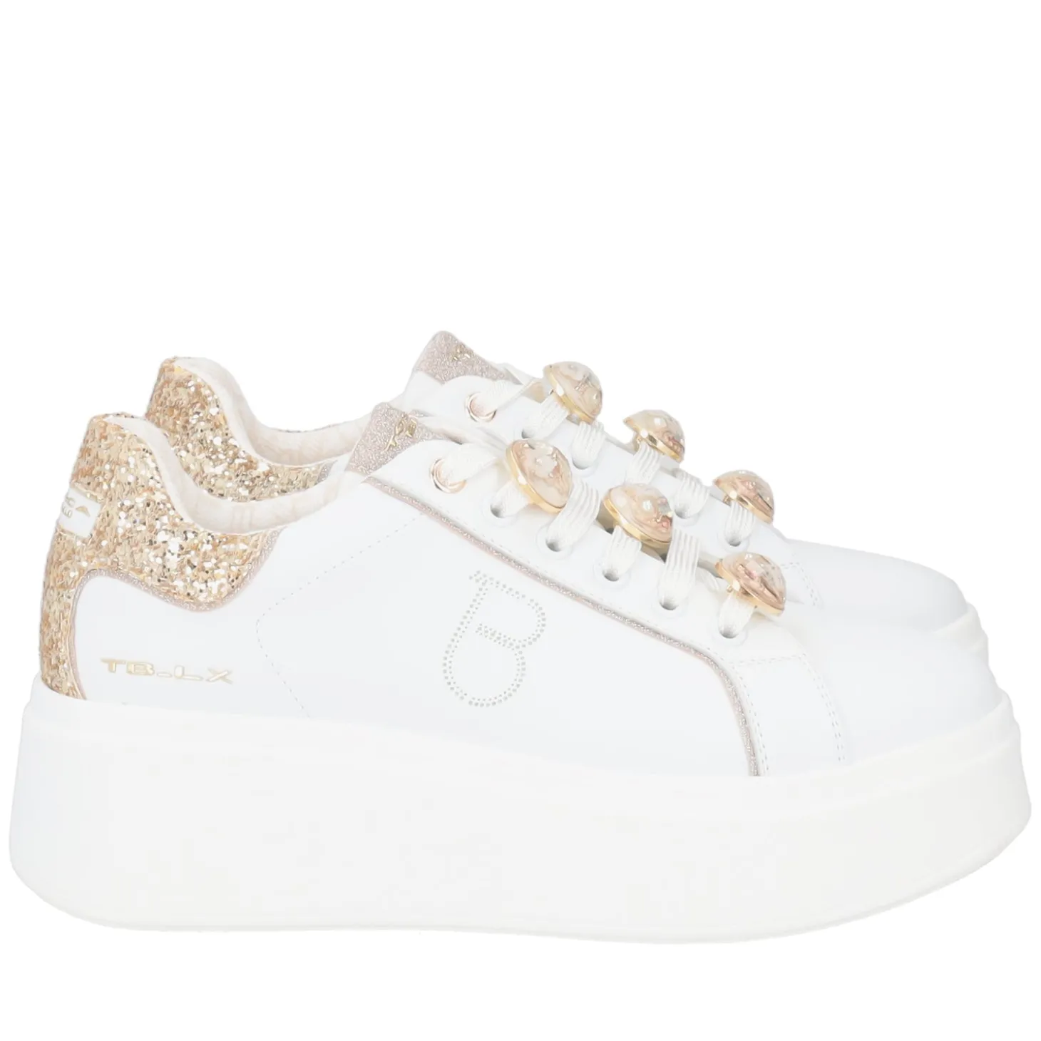 SNEAKER ELETTRA CON ACCESSORI GIOIELLO COLORE BIANCO/ORO