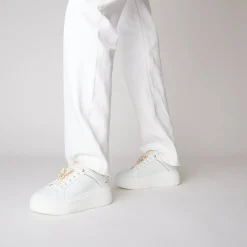 SNEAKER ELETTRA CON FARFALLE IN STRASS COLORE BIANCO/ORO