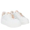SNEAKER ELETTRA CON FIORI IN STRASS COLORE BIANCO/CIPRIA