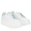 SNEAKER ELETTRA CON FIORI IN STRASS COLORE BIANCO/VERDINO