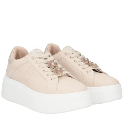 SNEAKER ELETTRA CON FIORI IN STRASS COLORE BEIGE