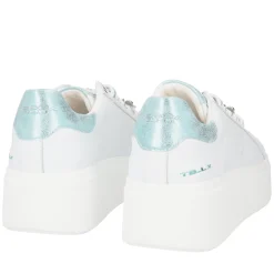SNEAKER ELETTRA CON FIORI IN STRASS COLORE BIANCO/VERDINO