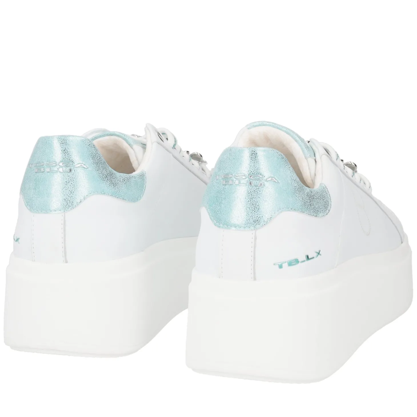SNEAKER ELETTRA CON FIORI IN STRASS COLORE BIANCO/VERDINO