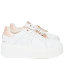 SNEAKER ELETTRA CON FIORI IN STRASS COLORE BIANCO/CIPRIA
