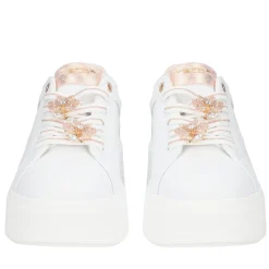 SNEAKER ELETTRA CON FIORI IN STRASS COLORE BIANCO/CIPRIA