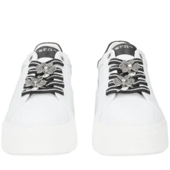 SNEAKER ELETTRA CON FIORI IN STRASS COLORE BIANCO/NERO