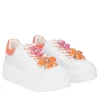 SNEAKER ELETTRA CON MAXI FIORI COLORATI COLORE BIANCO/ARANCIONE
