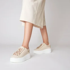 SNEAKER ELETTRA CON MAXI FIORI COLORATI COLORE BEIGE