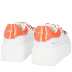 SNEAKER ELETTRA CON MAXI FIORI COLORATI COLORE BIANCO/ARANCIONE