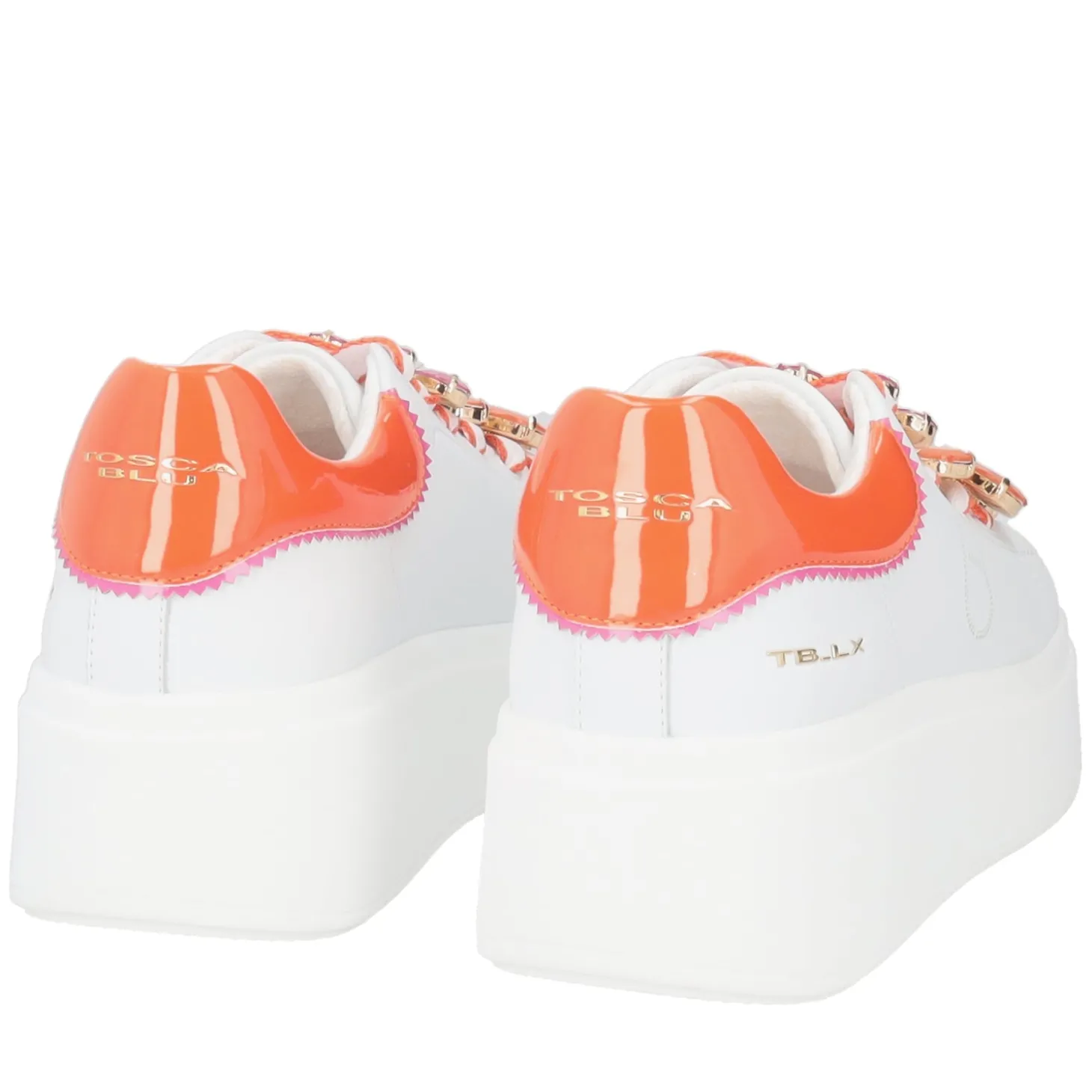 SNEAKER ELETTRA CON MAXI FIORI COLORATI COLORE BIANCO/ARANCIONE