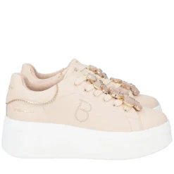 SNEAKER ELETTRA CON MAXI FIORI COLORATI COLORE BEIGE